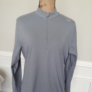 Reebok Women's Large Long Sleeve 1/4 Zip Shirt Grey Speedwick